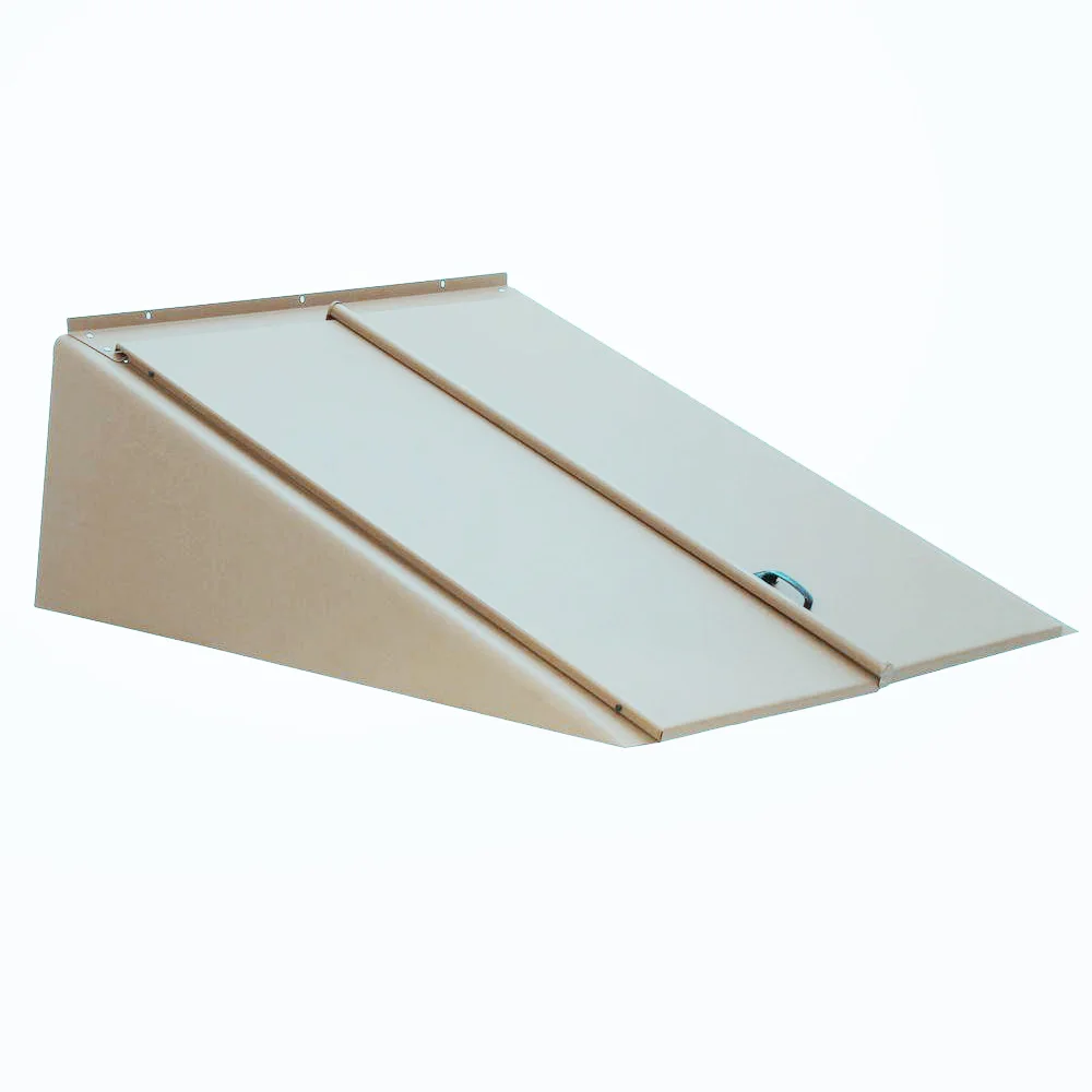 White bulkhead cellar door || white angular cellar door